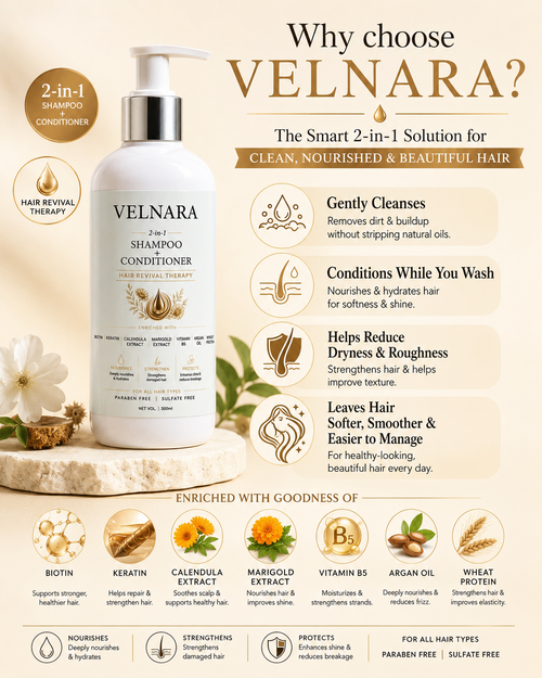 VELNARA 2-in-1 Shampoo and Conditioner cleansing and conditioning benefits