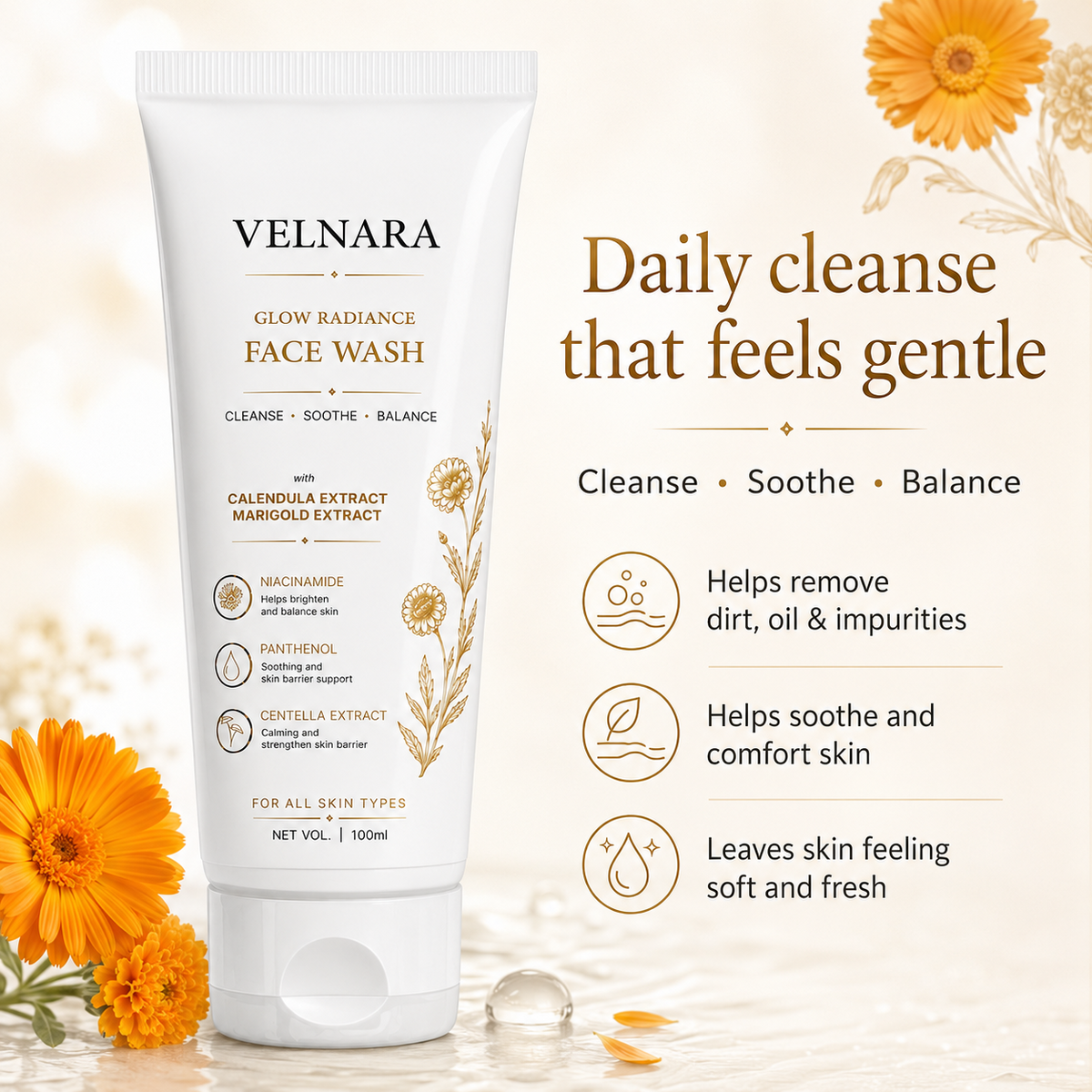 VELNARA Face Wash daily gentle cleanse benefits