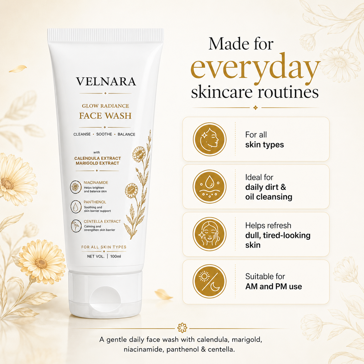 VELNARA Face Wash designed for everyday skincare routines