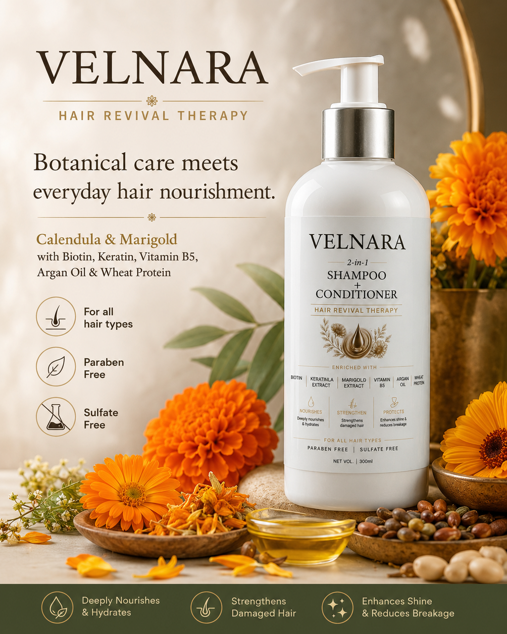 VELNARA Hair Revival Therapy with Calendula, Marigold and hair-care actives